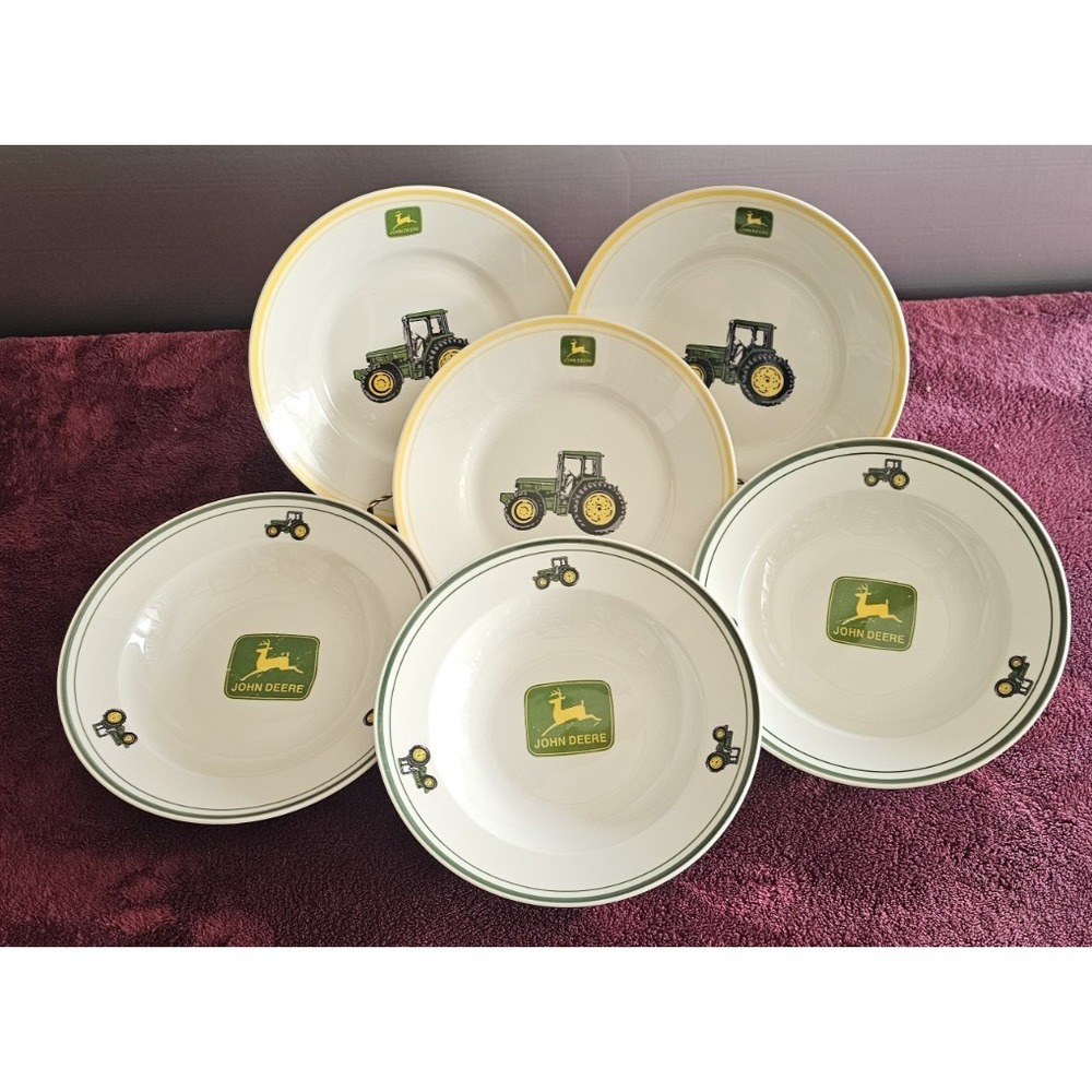John Deere Gibson Housewares Soup Pasta Bowls Set of 6 Tractor Farmhouse Decor